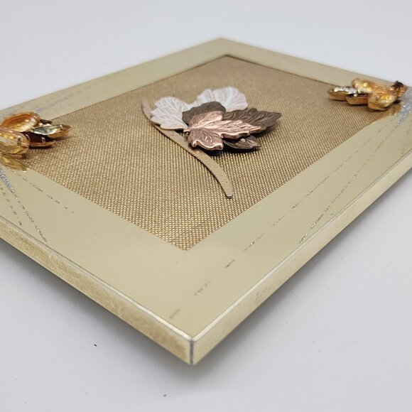 Gold Tone Sparkle Frame With Leaf Embellishments & Rhinestone Accents For 4x6 - Picture 12 of 15